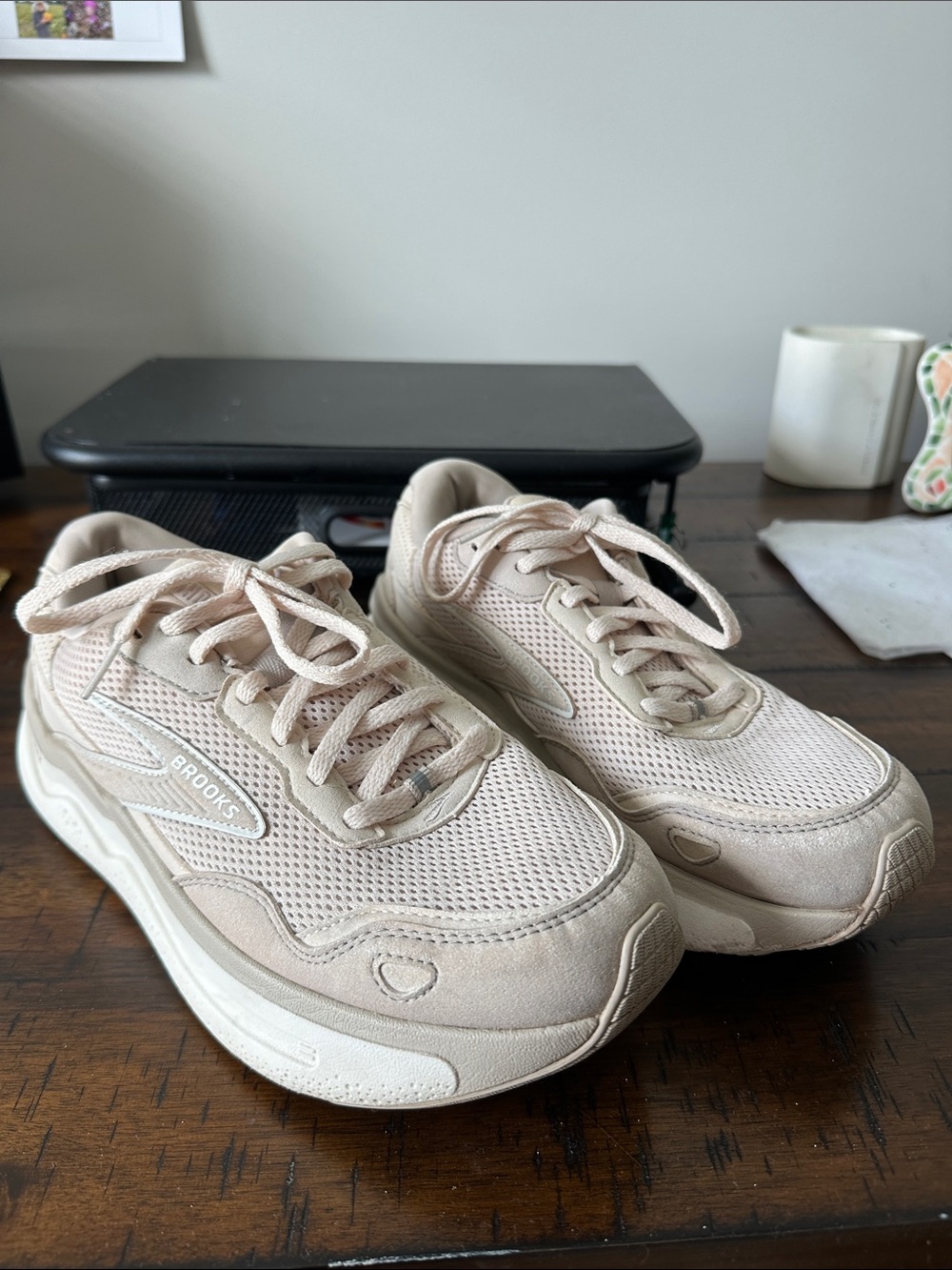 Brooks Ghost Max Women's Neutral Beige Mesh Running Sneakers